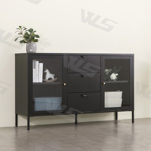 Tempered Glass Door Black Metal Sideboard Tempered Glass Door Black Metal Sideboard