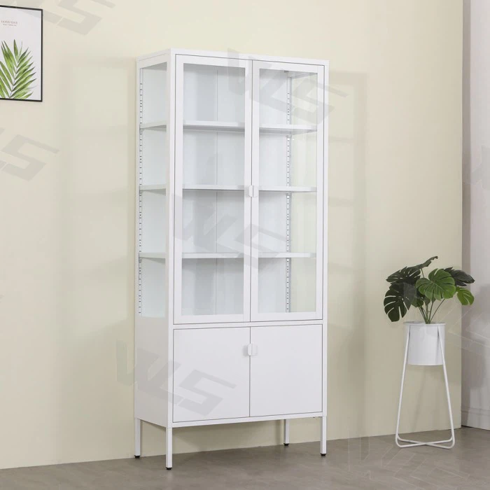 Tempered Glass Door Metal Wine Storage Display Cabinet