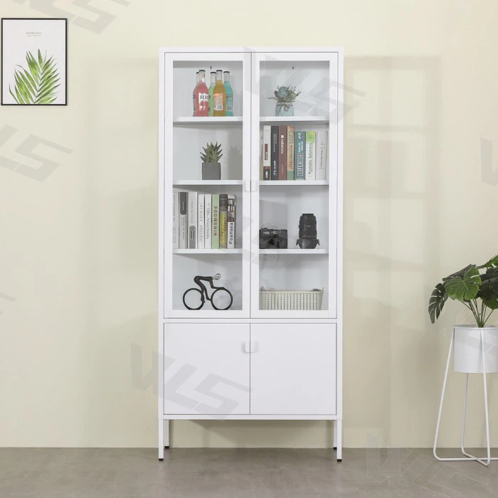 Tempered Glass Door Metal Wine Storage Display Cabinet