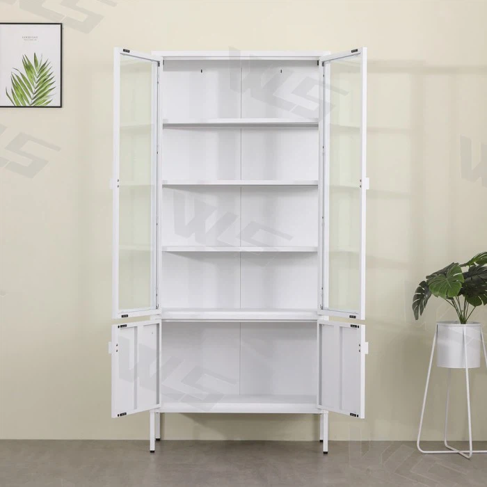 Tempered Glass Door Metal Wine Storage Display Cabinet